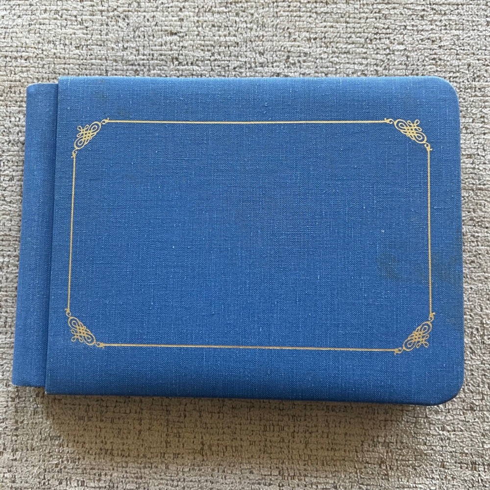Creative Memories Sentiments Blue Bookcloth Photo Album Scrapbook Gold Foil